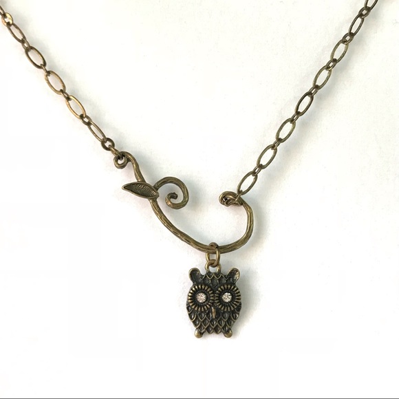 Perch Owl Tree Branch Necklace Bronze Tone - Picture 2 of 6